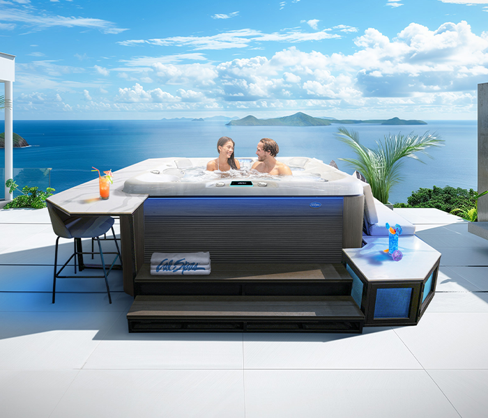 Calspas hot tub being used in a family setting - Plantation